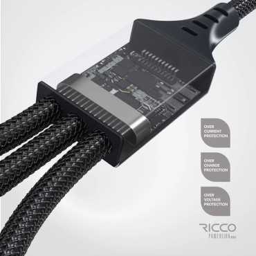 کابل تبدیل USB به لایتنینگ / MicroUSB / USB-C ریکو مدل پاورلینک طول 1.2 متر